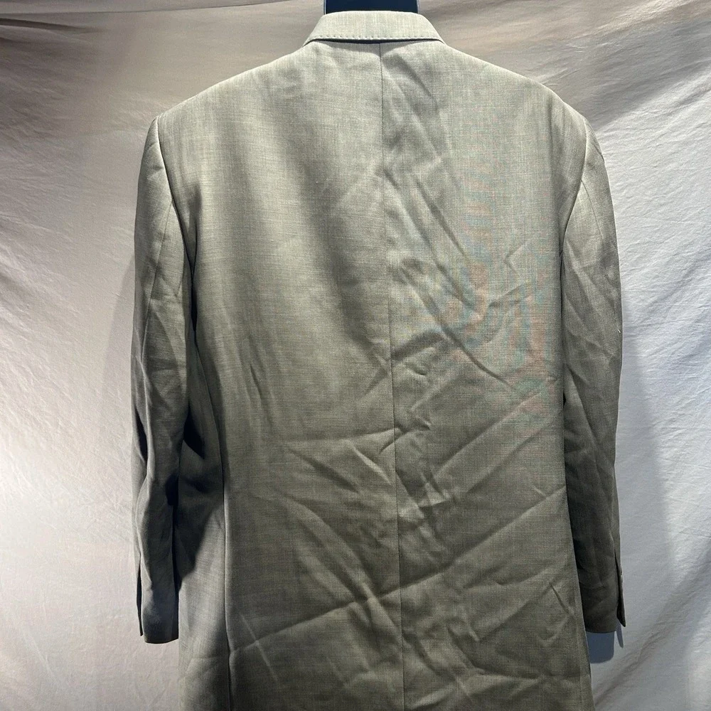 Nick Hilton Mens 44L Super 150s Wool Suit Jacket Blazer Light Olive Green Tan